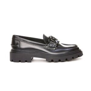 Tod's Loafers Women 39 Black Kate Chain Link Lug Sole Leather Shoes